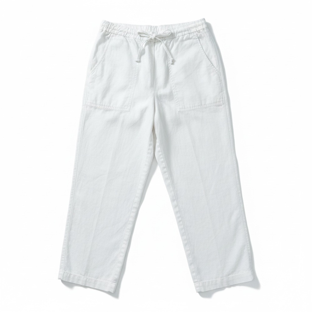 Emma James Size 8 White 100% Linen Drawstring Waist Pockets